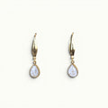Lise Fiola Creations Dot Drop earrings featuring marbled beige and white polymer clay with 14k gold-plated accents.