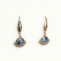 Lise Fiola Creations Wink dark earrings featuring marbled grey and black polymer clay set in 14k gold-plated steel.