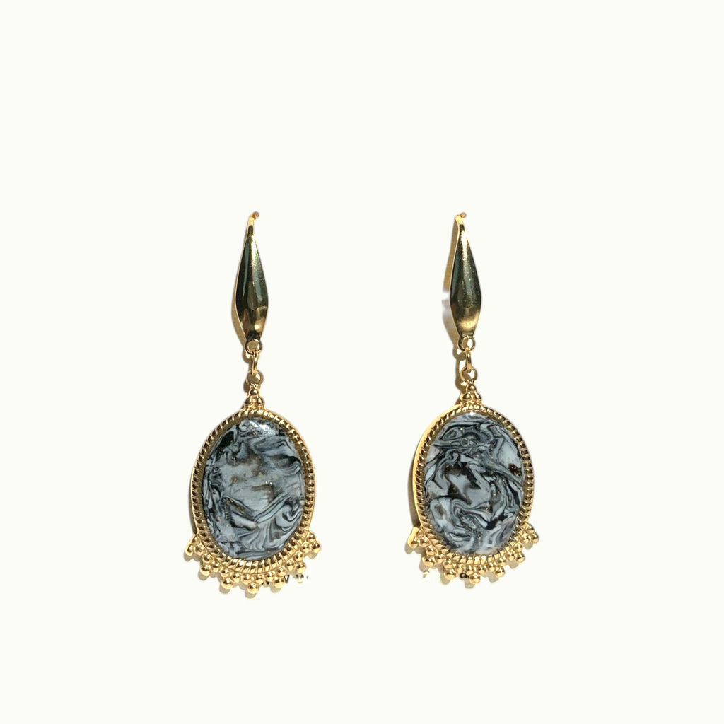 Earrings - Oval Drop (dark)