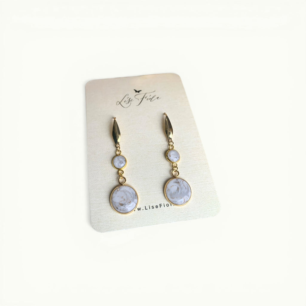 Earrings - Double Light Marble