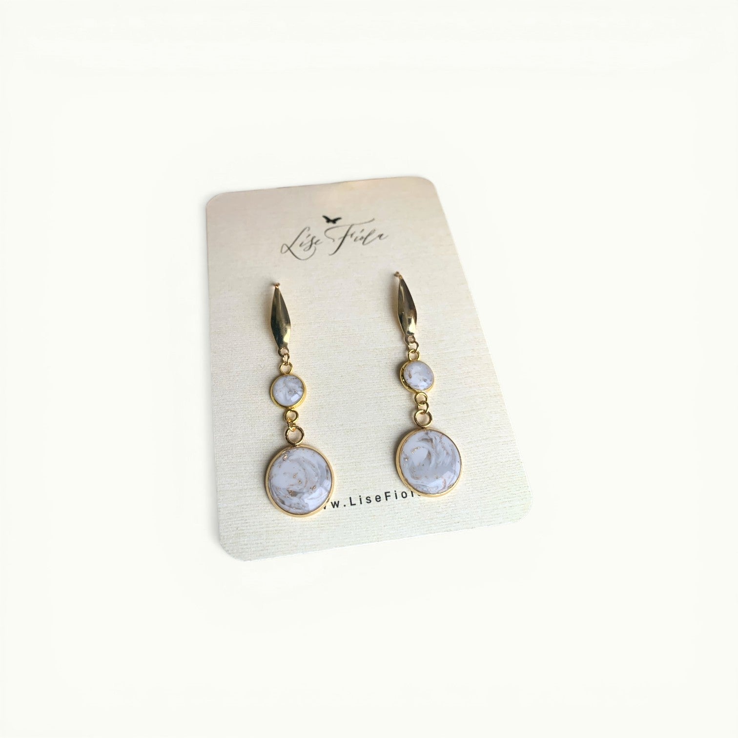 Earrings - Double Light Marble
