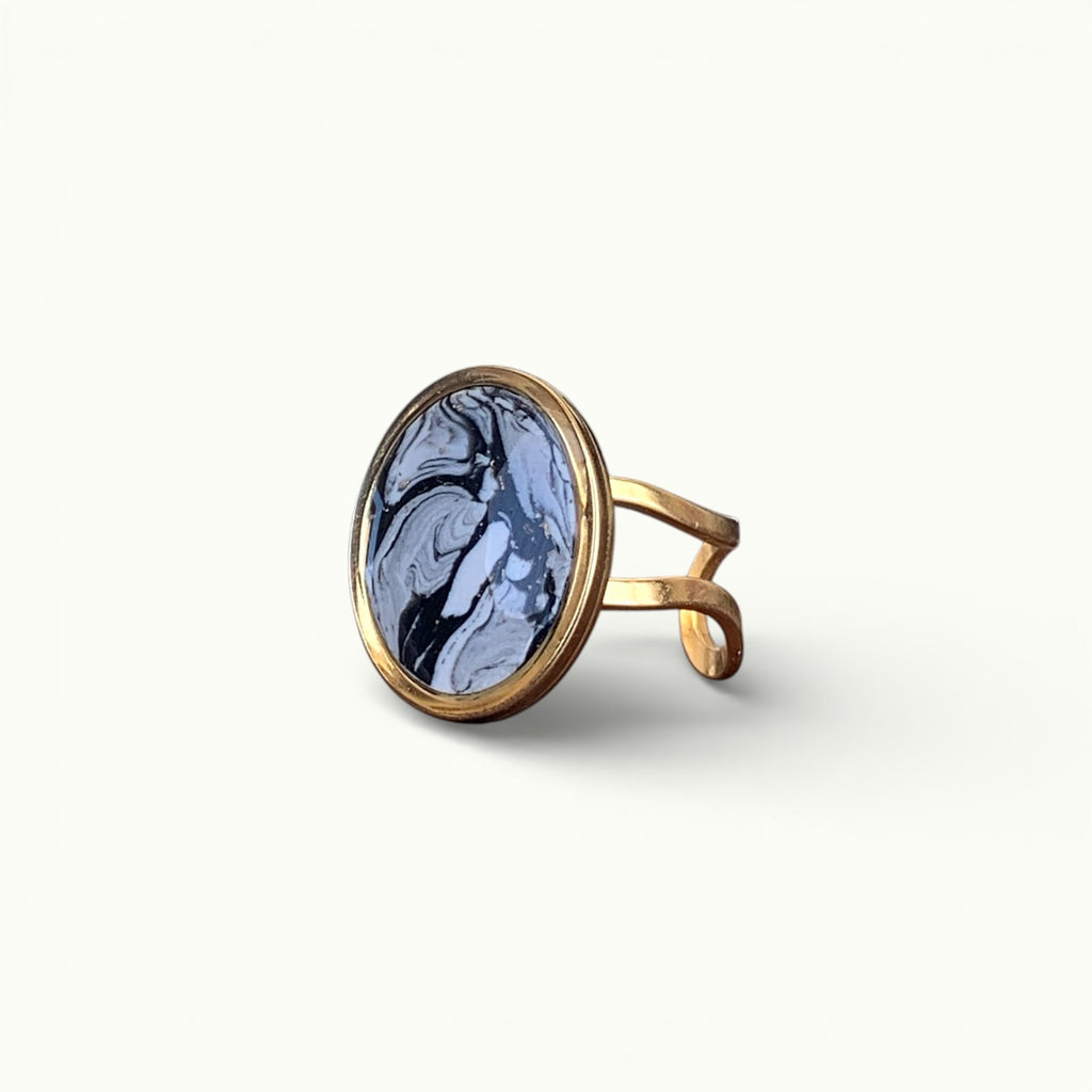 Bague - Marbre ovale foncé