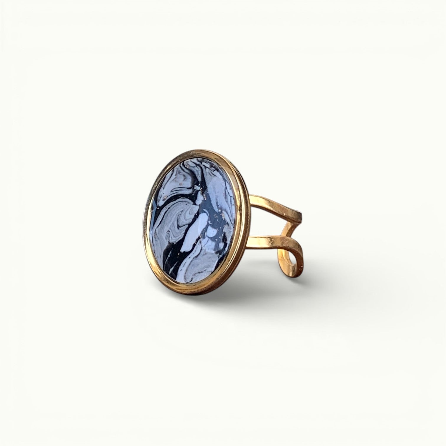 Bague - Marbre ovale foncé