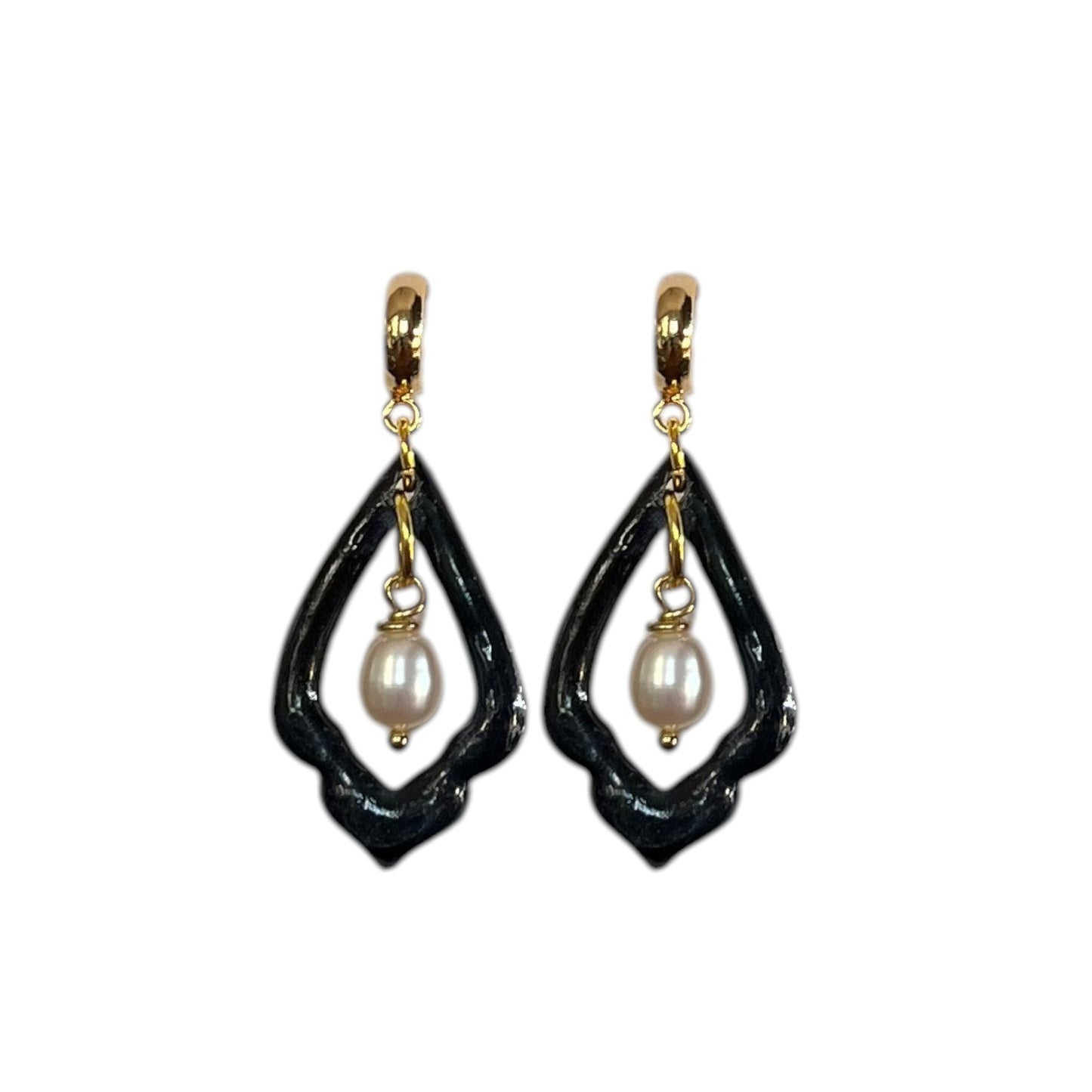 Boucles d'oreilles - Perle encadrée