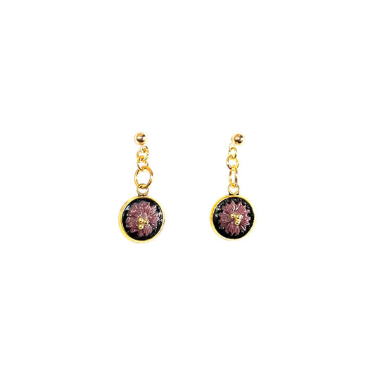 Earrings - Gold Bead Flower