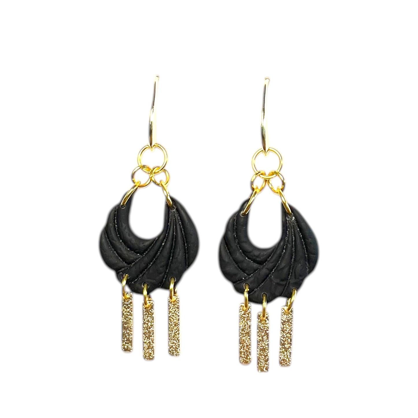 Boucles d'oreilles - Barrette dorée scintillante