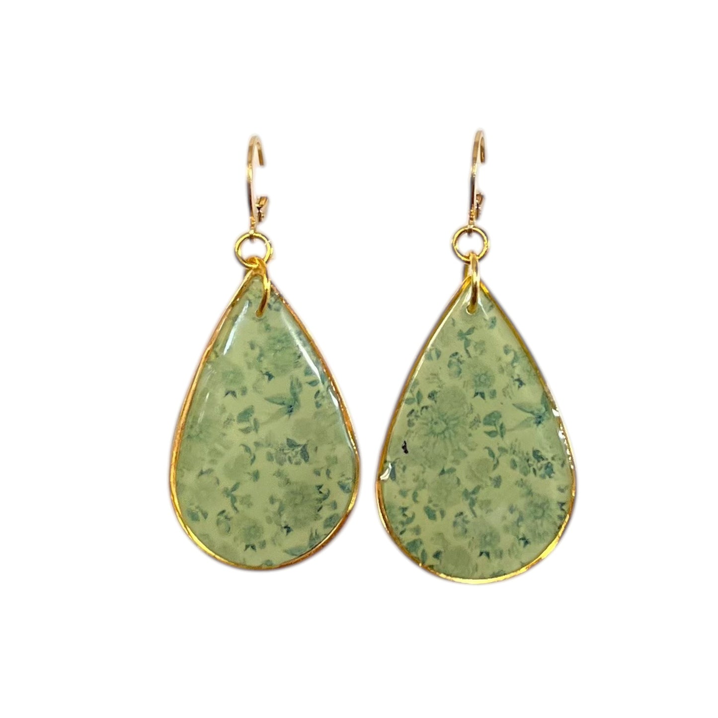 Boucles d'oreilles - Chinoiserie verte à pendants