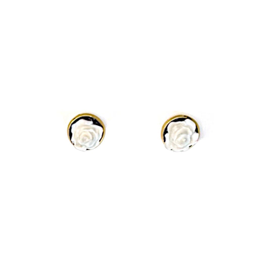 Earrings - White Rose Stud