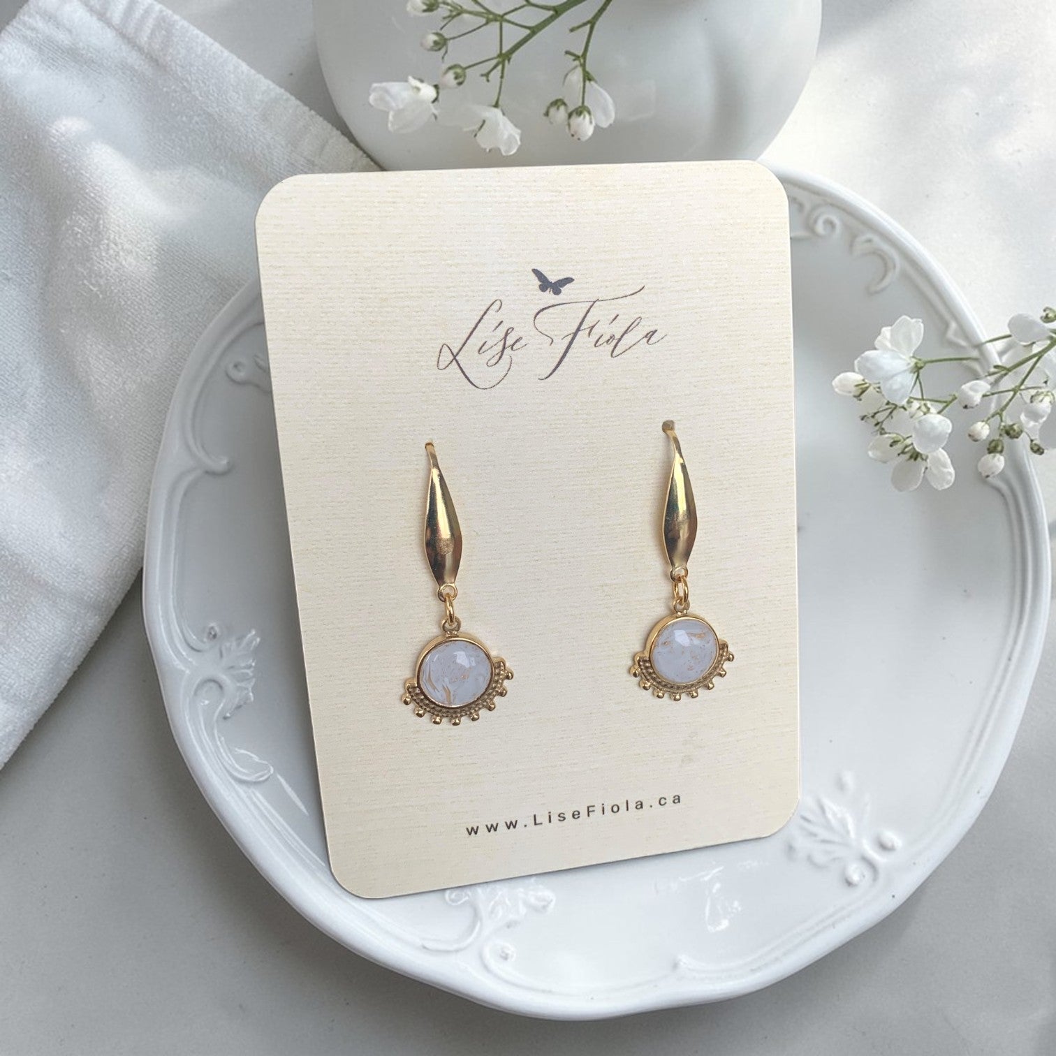 Earrings - Wink Light Marble