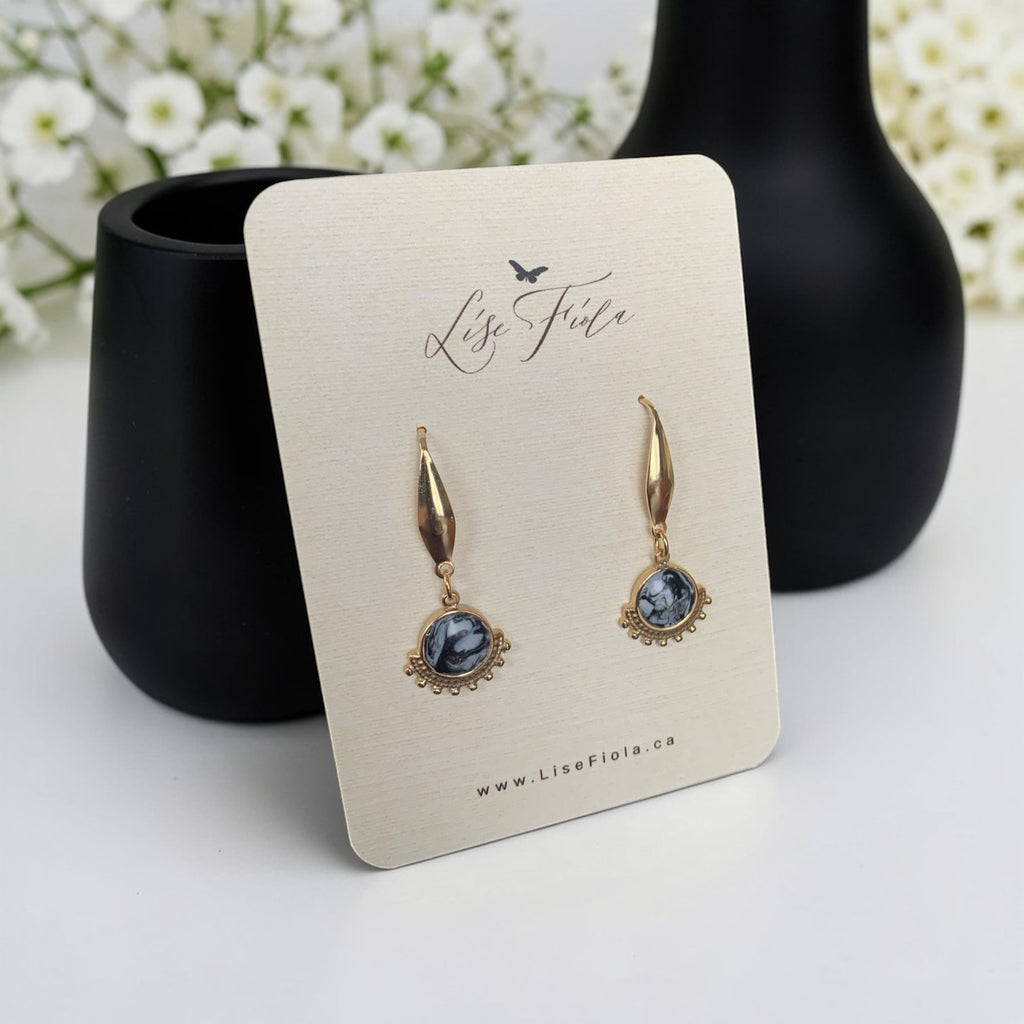 Earrings - Wink Dark Marble