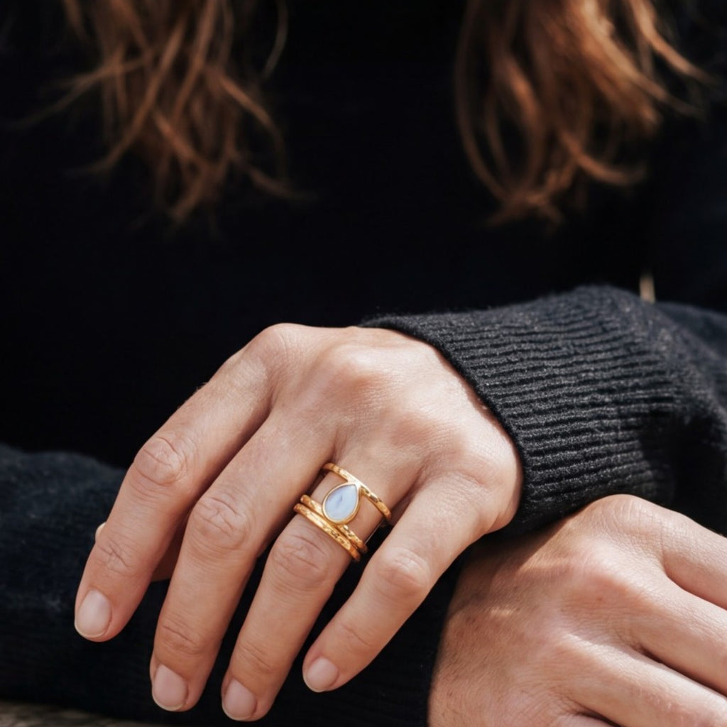 Bague - Marbre ovale foncé