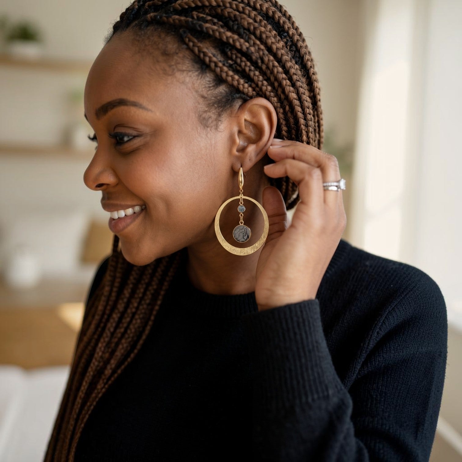 Earrings - Marble Luna Dark