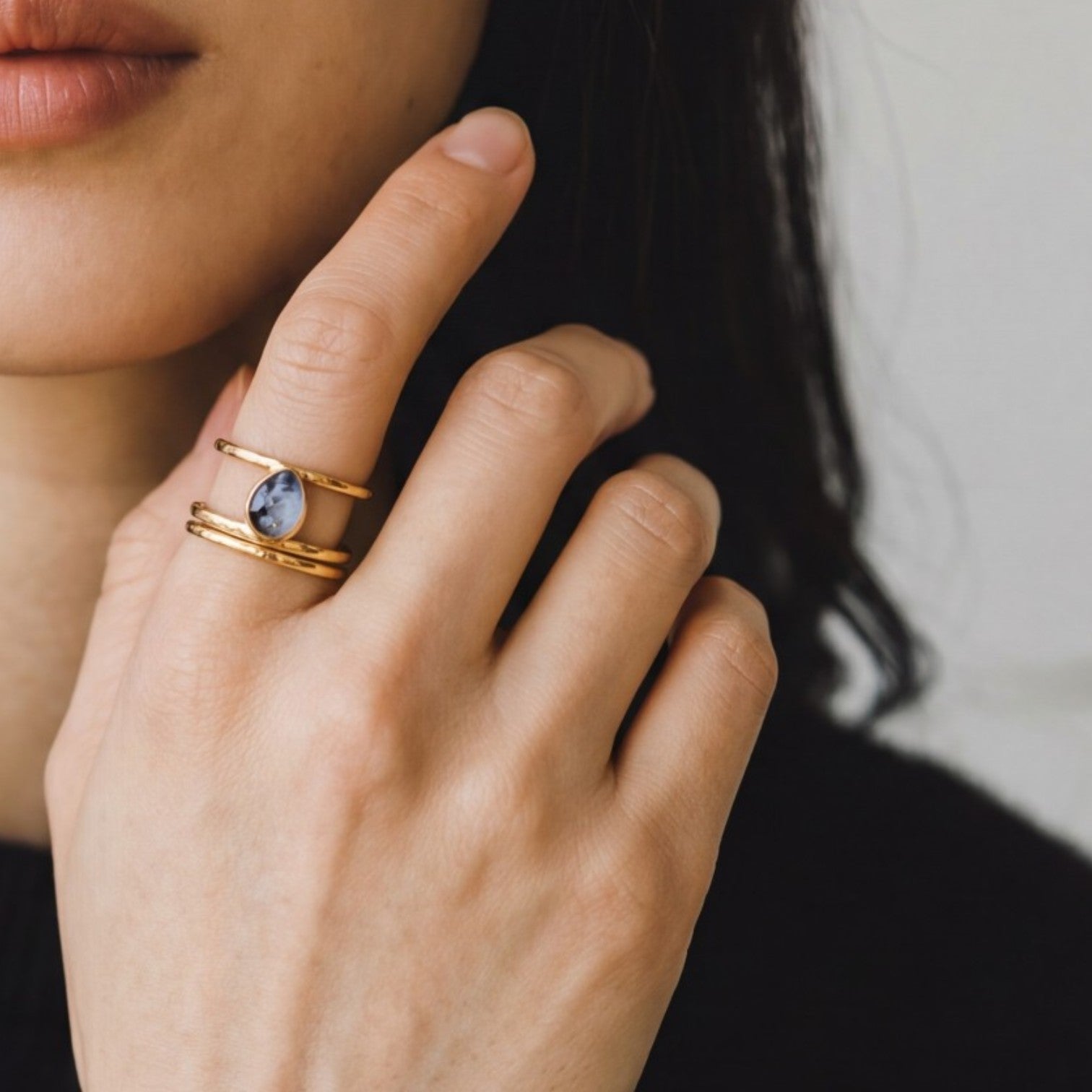 Bague - Marbre ovale foncé